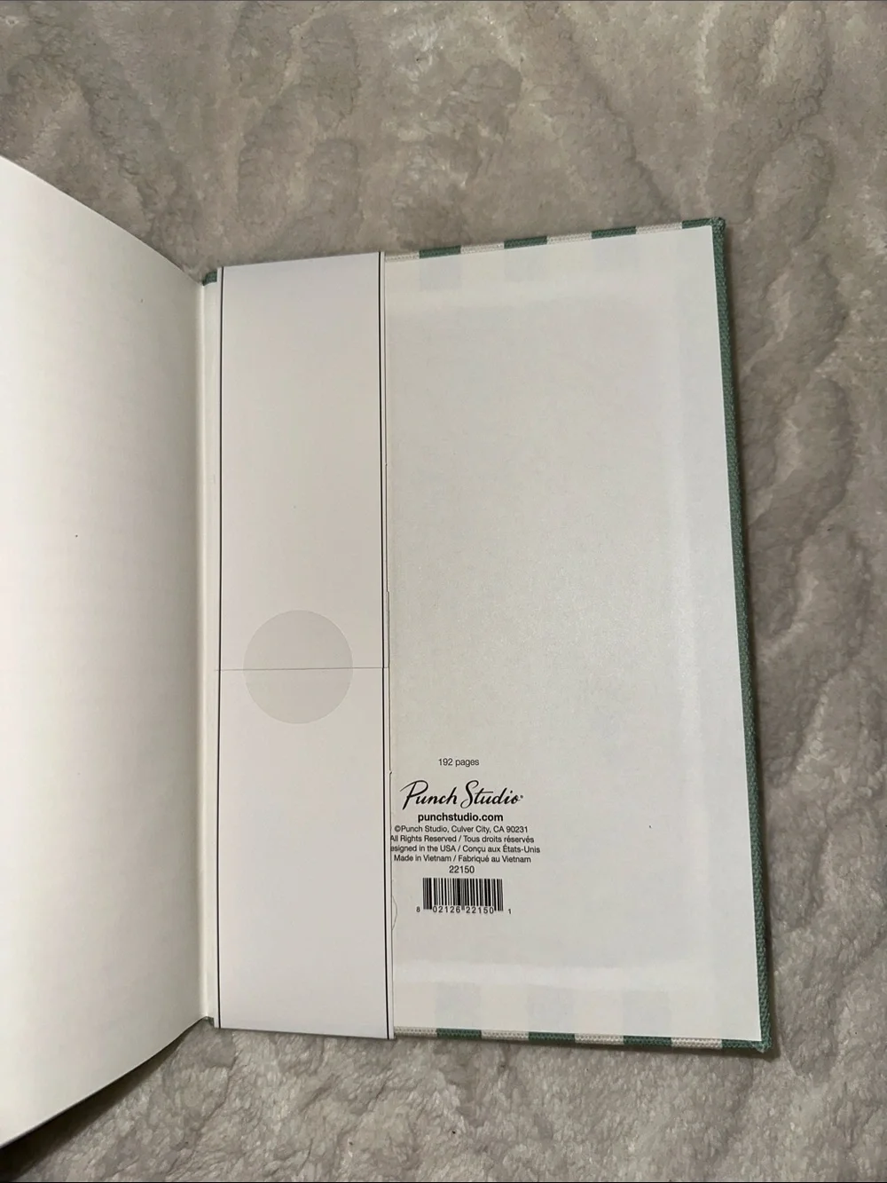 PS White Green Stripes Embroidered Pink Floral hard cover lined pages journal
